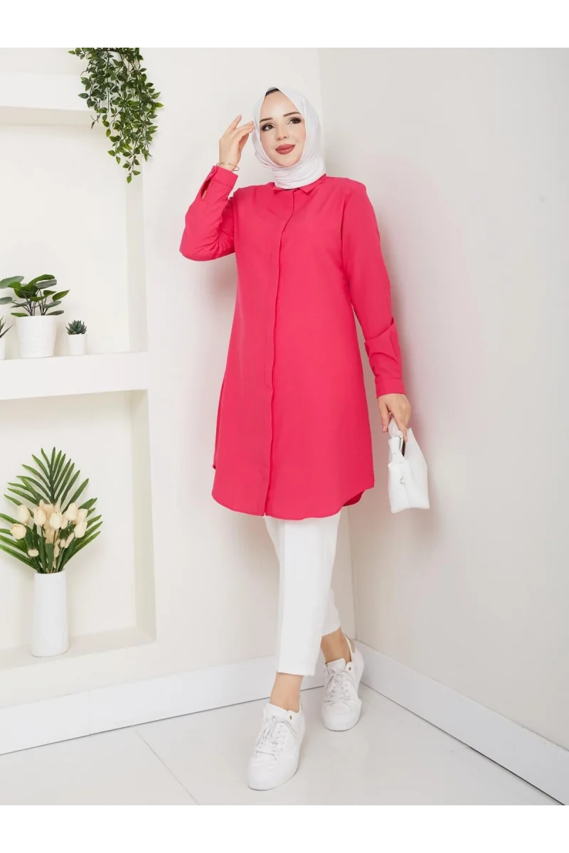 YAZGIMODA Uzun Kesim Klasik Gömlek Tunik