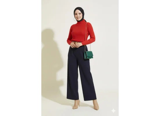 Kırmızı Boğazlı Fitilli Triko Body