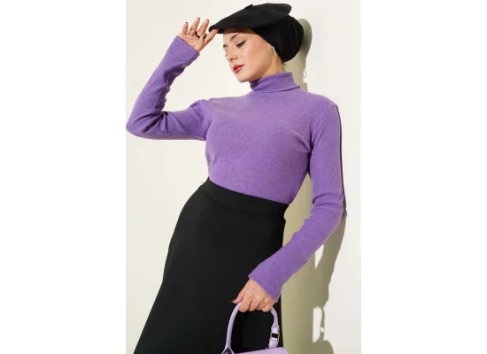 Mor Boğazlı Fitilli Triko Body
