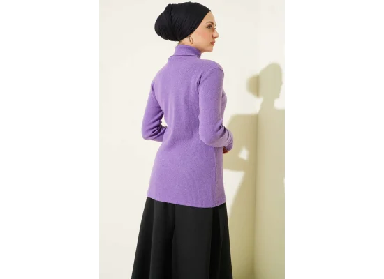 Mor Boğazlı Fitilli Triko Body