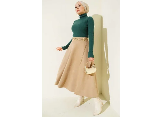 Zümrüt Boğazlı Fitilli Triko Body