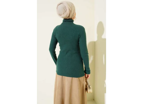 Zümrüt Boğazlı Fitilli Triko Body