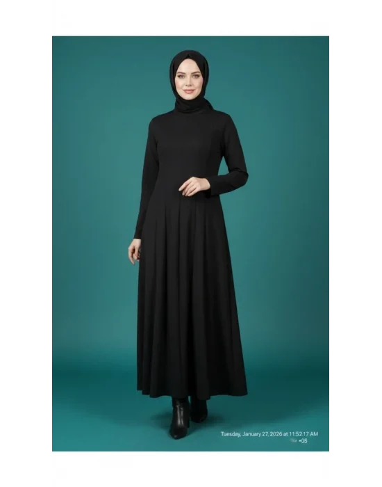 Premium Oysho Kumaş Çelik Örme Esnek Siyah Elbise