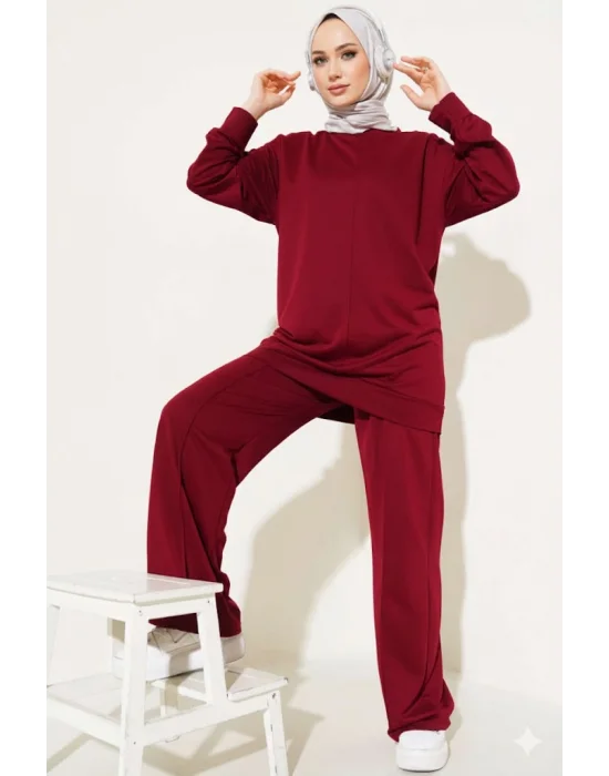 Bordo Çımalı Basic İkili Eşofman Takım
