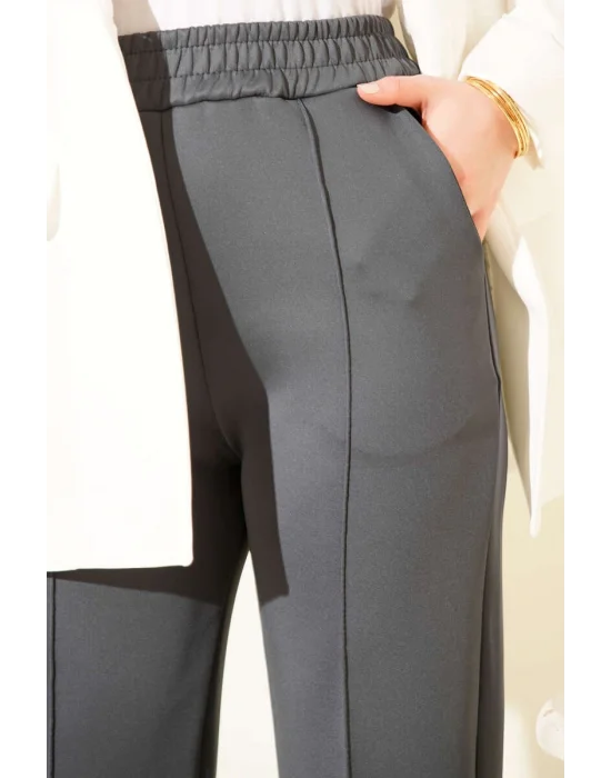 Füme Çımalı Yüksek Bel Boru Paça Pantolon