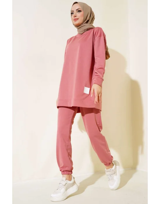 Gül Kurusu Arma Detaylı Ribanalı Rahat Kesim İkili Takım