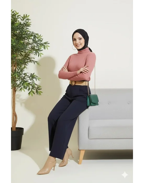 Gül Kurusu Boğazlı Fitilli Triko Body