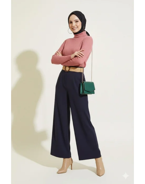 Gül Kurusu Boğazlı Fitilli Triko Body