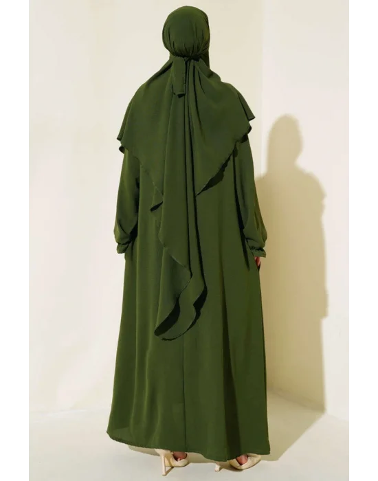 Haki Sultan Model Geniş Peçeli Ferace Takım