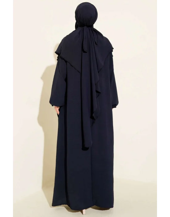 Lacivert Sultan Model Geniş Peçeli Ferace Takım