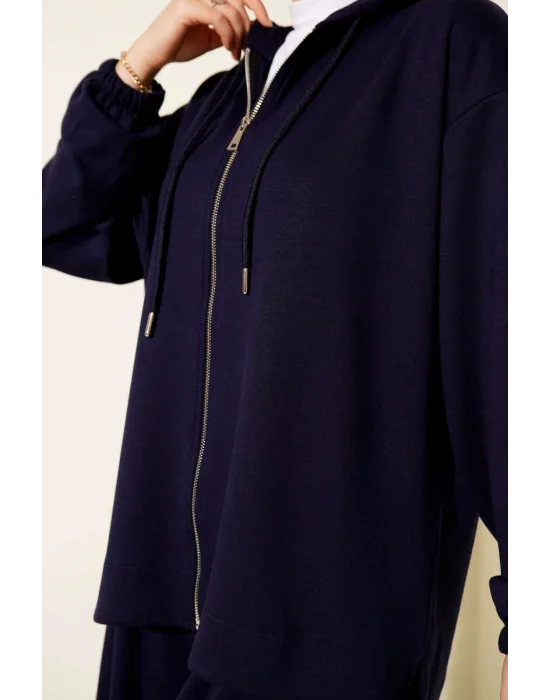 Loyşa Basic Fermuarlı Kapüşonlu İkili Takım Lacivert