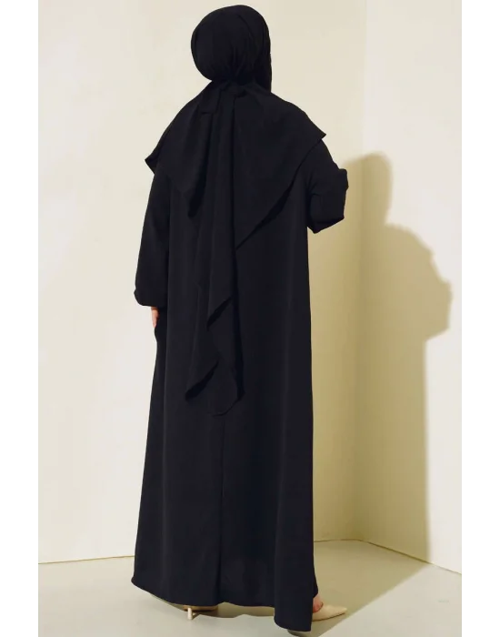 Siyah Sultan Model Geniş Peçeli Ferace Takım