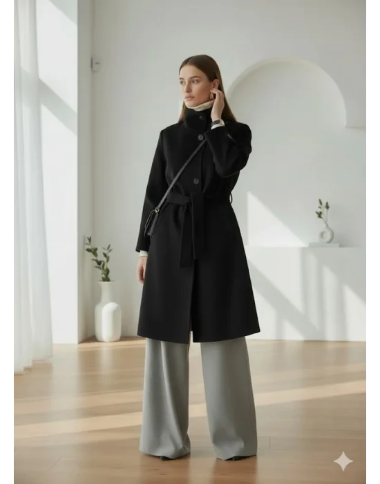 Siyah Zr Kaşe Kaban