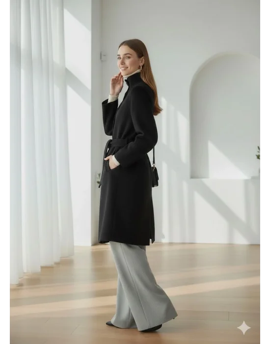 Siyah Zr Kaşe Kaban