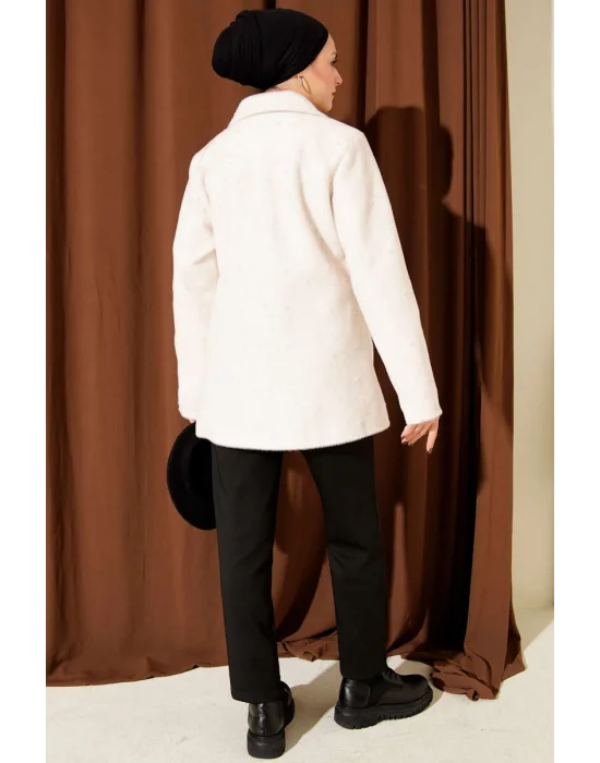 Taş Lüks Tay Tüyü İnci İşlemeli Kaban