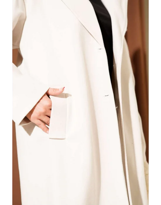 Taş Premium Kruvaze Yaka Oversize Uzun Kaşe Kaban