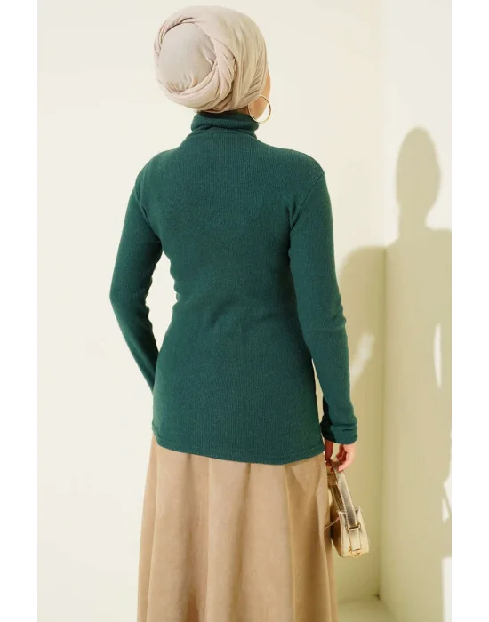 Zümrüt Boğazlı Fitilli Triko Body