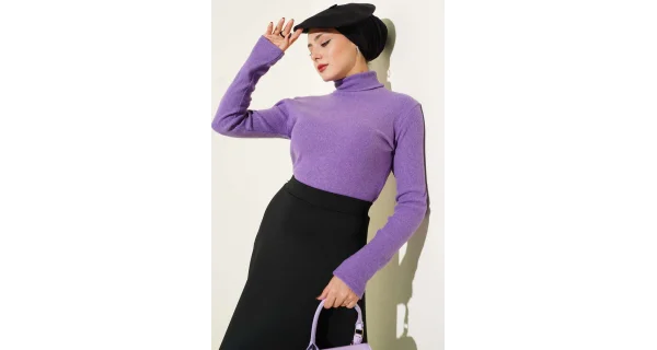 Mor Boğazlı Fitilli Triko Body