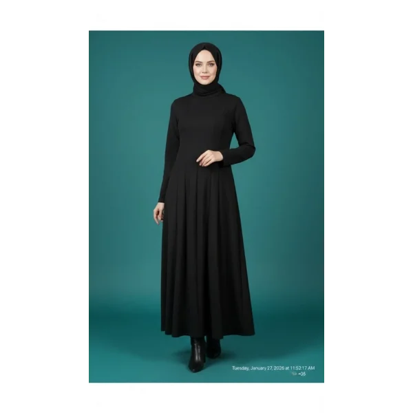 Premium Oysho Kumaş Çelik Örme Esnek Siyah Elbise