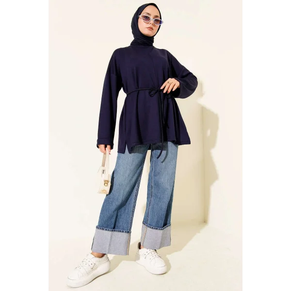 Bisiklet Yaka İp Kuşaklı Tunik Parlement