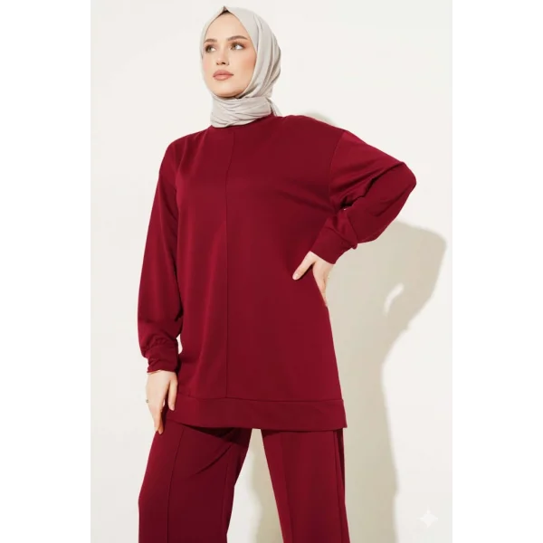 Bordo Çımalı Basic İkili Eşofman Takım