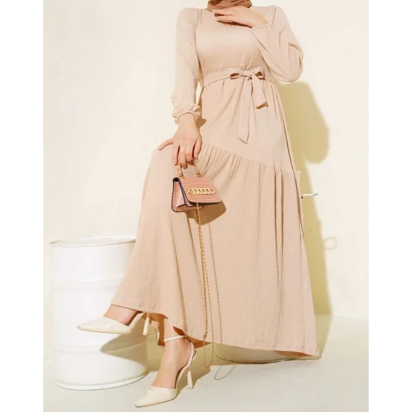 Bürümcük Kat Kat Elbise Bej