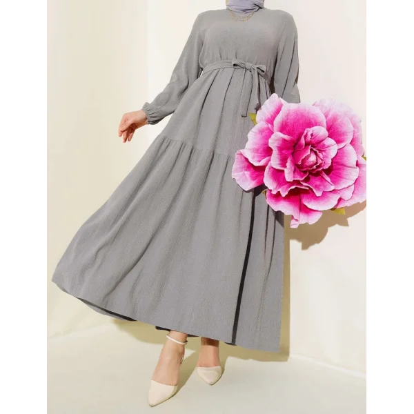 Bürümcük Kat Kat Elbise Gri