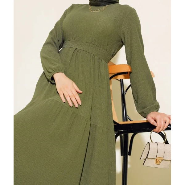 Bürümcük Kat Kat Elbise Haki