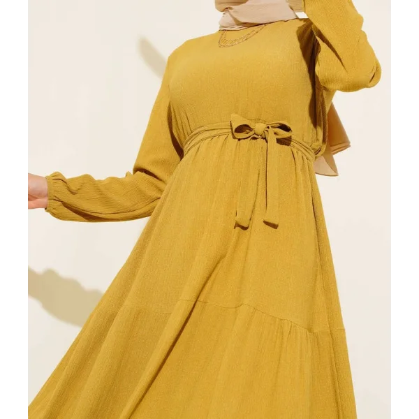 Bürümcük Kat Kat Elbise Hardal