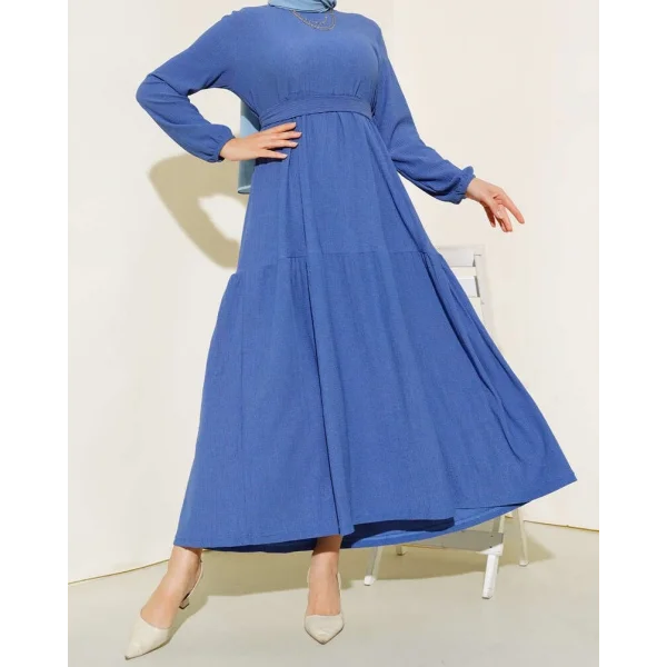 Bürümcük Kat Kat Elbise İndigo