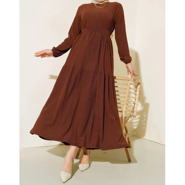 Bürümcük Kat Kat Elbise Kahve