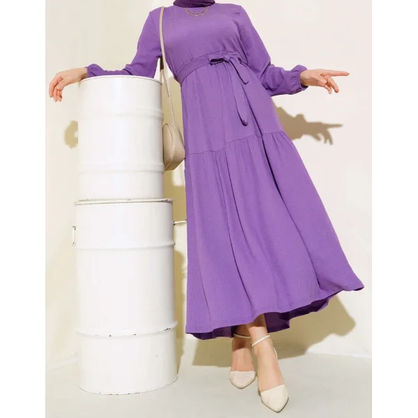 Bürümcük Kat Kat Elbise Lila