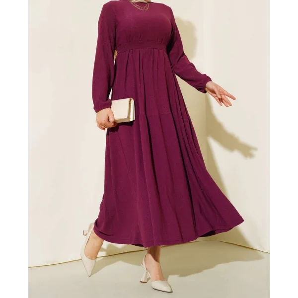 Bürümcük Kat Kat Elbise Mürdüm