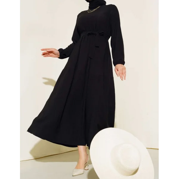 Bürümcük Kat Kat Elbise Siyah