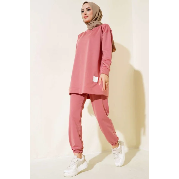 Gül Kurusu Arma Detaylı Ribanalı Rahat Kesim İkili Takım