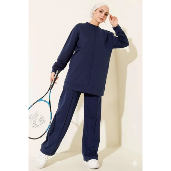 Lacivert Çımalı Basic İkili Eşofman Takım