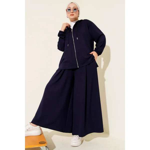 Loyşa Basic Fermuarlı Kapüşonlu İkili Takım Lacivert