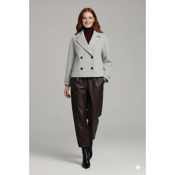 Silver Kadın Premium Kaşe Crop Ceket