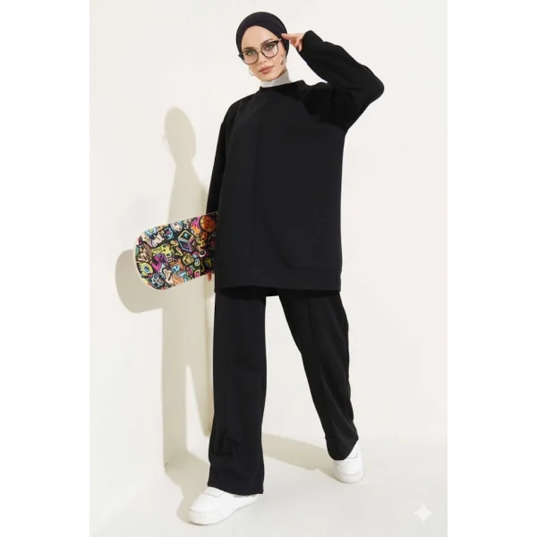 Siyah Çımalı Basic İkili Eşofman Takım