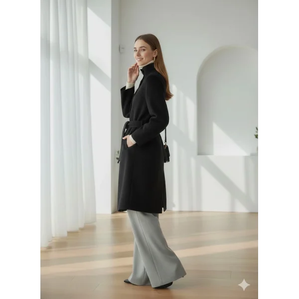 Siyah Zr Kaşe Kaban