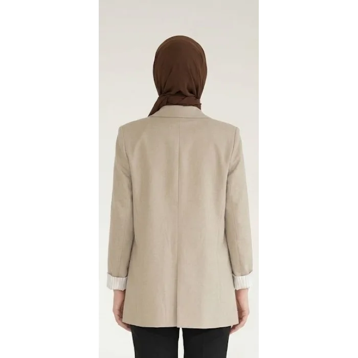 Yazgı Moda Kadın Taş Rengi Oversize Blazer Ceket