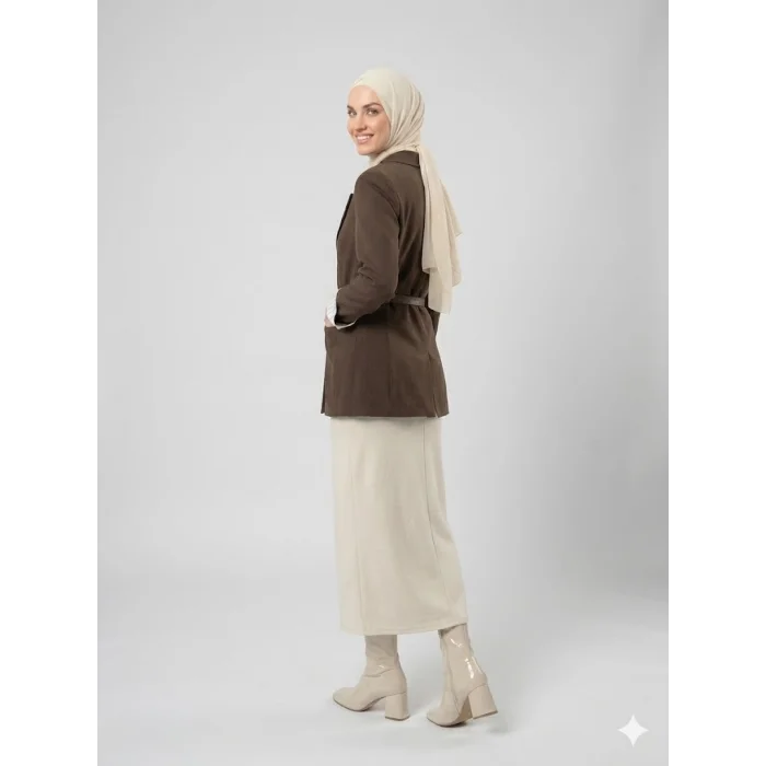Yazgı Moda Kadın Kahve Rengi Oversize Blazer Ceket