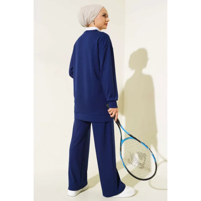Yazgı Moda Kadın Dikiş Detaylı İkili Takım Lacivert