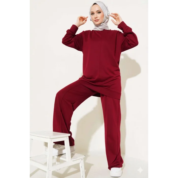 Bordo Çımalı Basic İkili Eşofman Takım