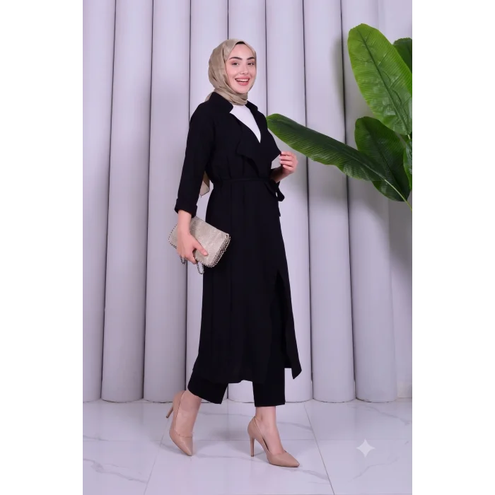 Yazgı Moda Şık Tasarım Kuşaklı Uzun Tunik