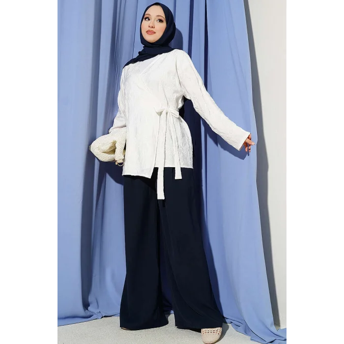 YAZGIMODA Çiçek İşlemeli Bağlamalı Kimono