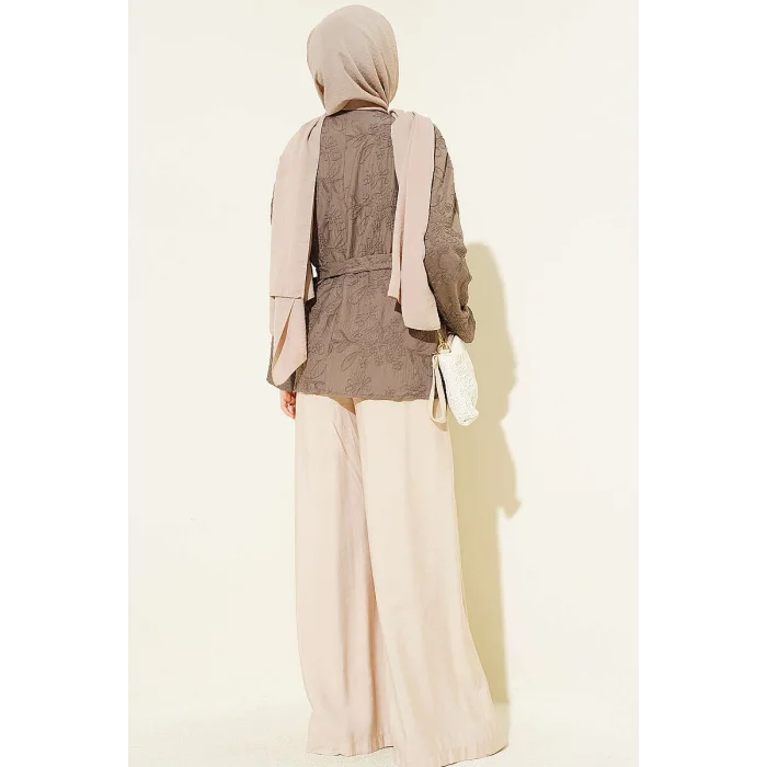 YAZGIMODA Çiçek İşlemeli Bağlamalı Kimono
