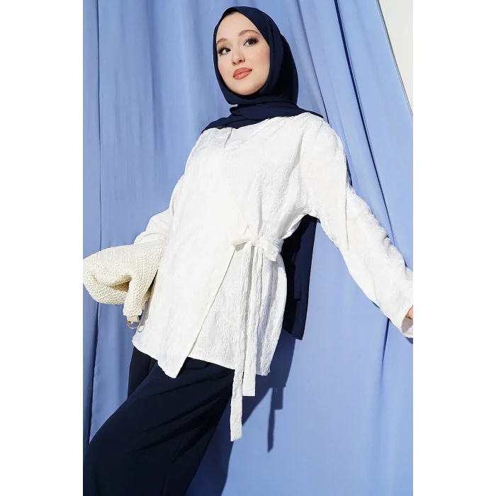 YAZGIMODA Çiçek İşlemeli Bağlamalı Kimono