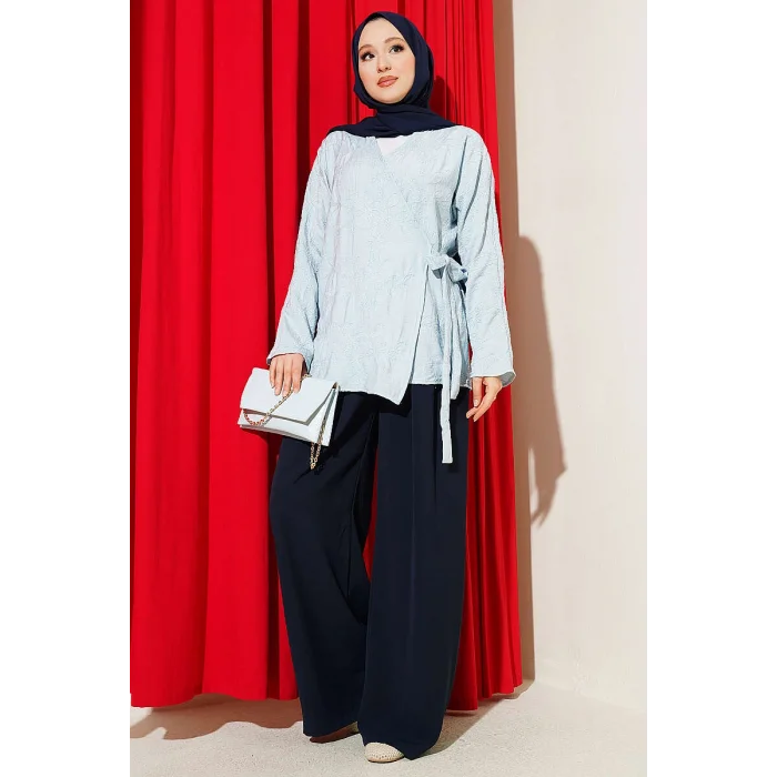YAZGIMODA Çiçek İşlemeli Bağlamalı Kimono