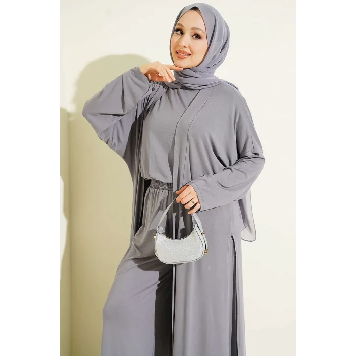 YAZGIMODA Hırkalı Basic Üçlü Takım Gri